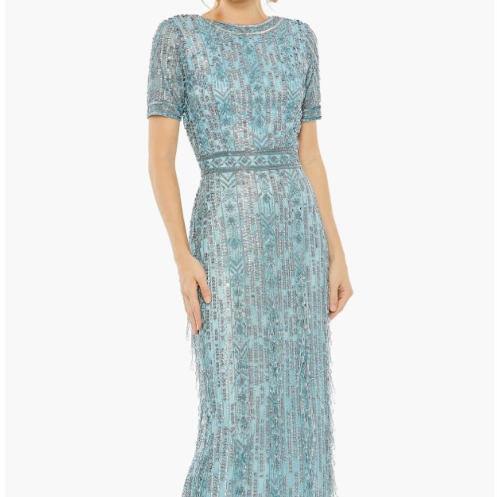 Mac Duggal Blue Sequin Gown
